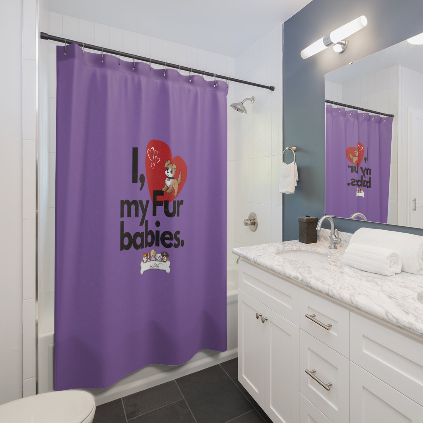 (I Love My Fur Babies) Shower Curtain