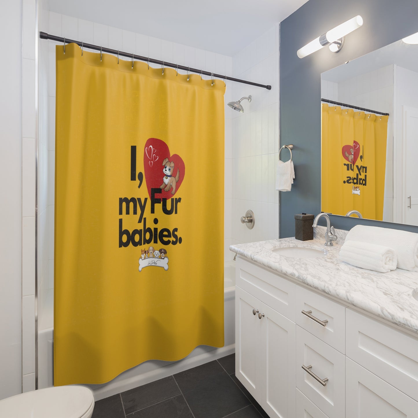 (I Love My Fur Babies) Shower Curtain