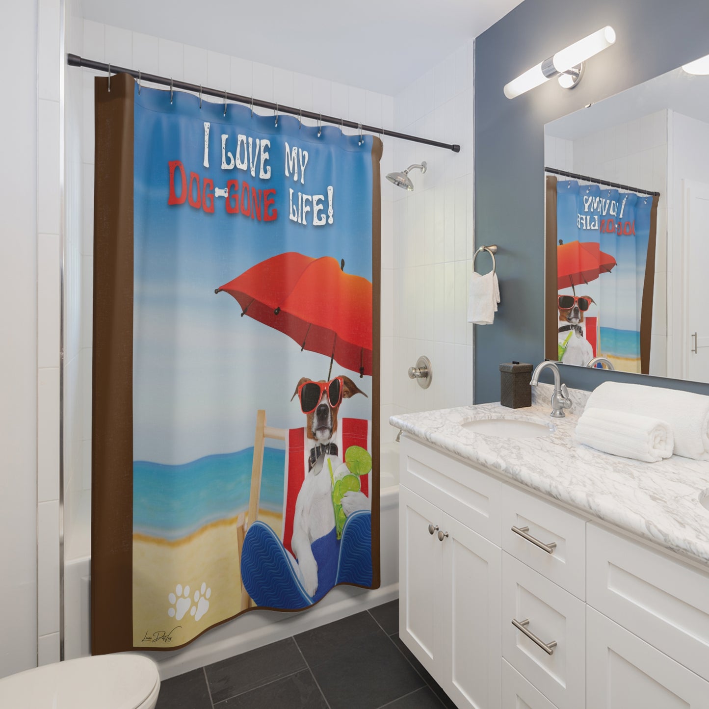 (I Love my Dog-Gone Life) Shower Curtain