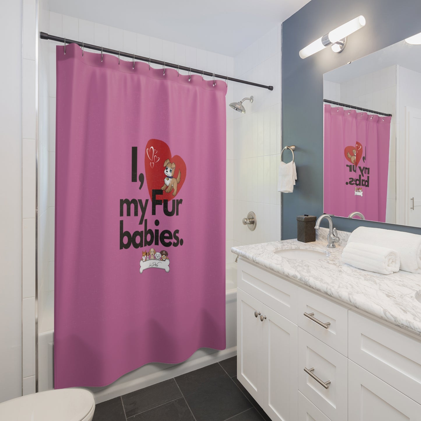 (I Love My Fur Babies) Shower Curtain