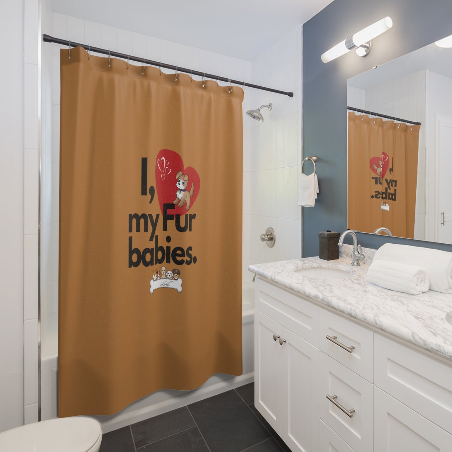 (I Love My Fur Babies) Shower Curtain