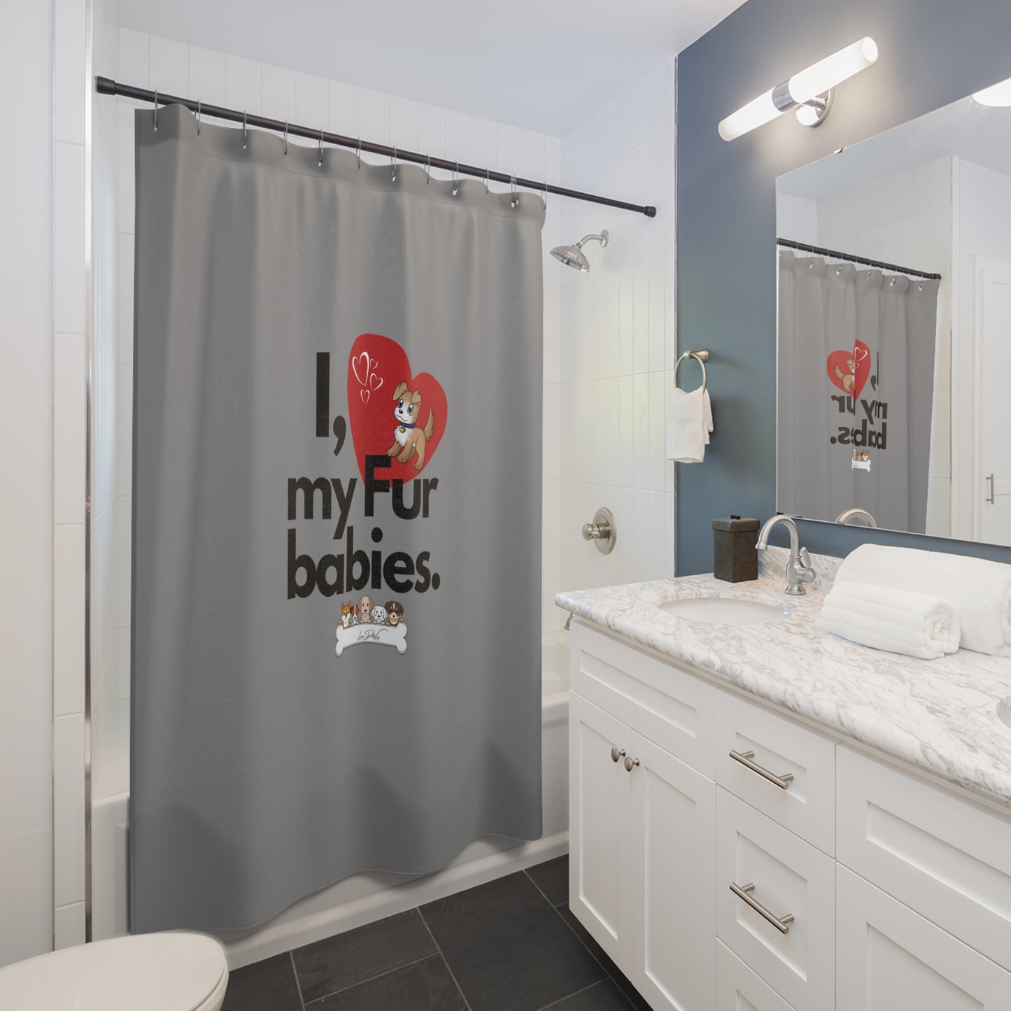 (I Love My Fur Babies) Shower Curtain