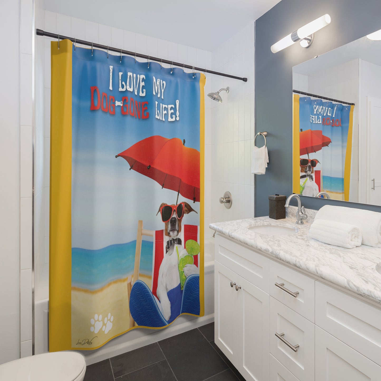 (I Love my Dog-Gone Life) Shower Curtain