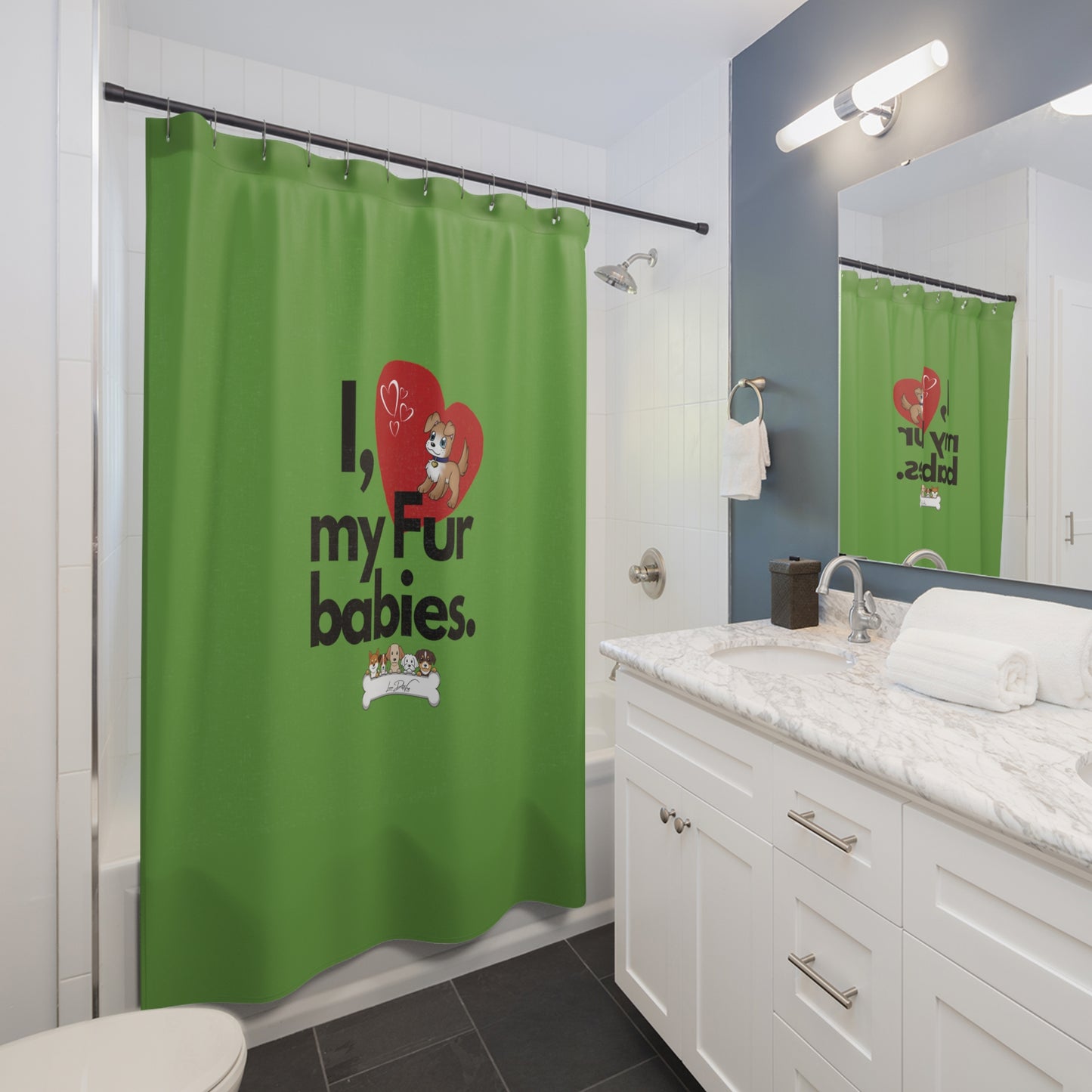 (I Love My Fur Babies) Shower Curtain