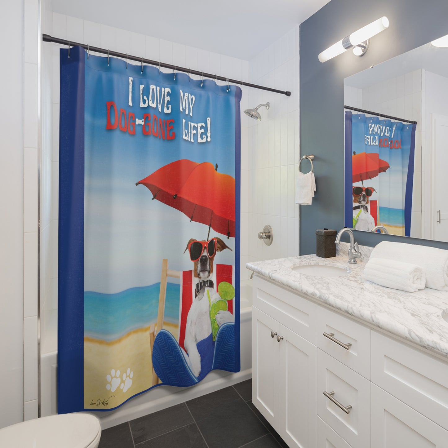 (I Love my Dog-Gone Life) Shower Curtain