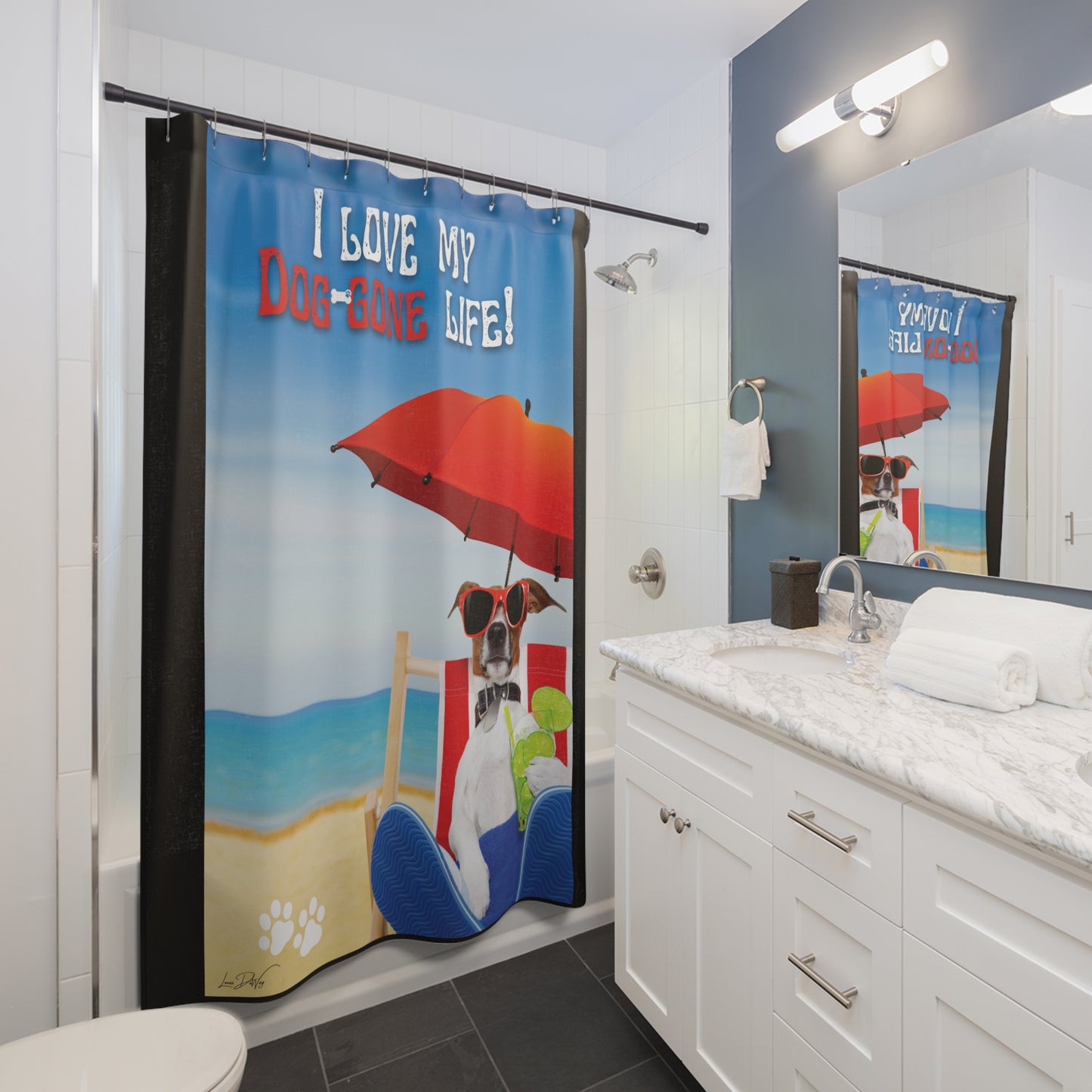 (I Love my Dog-Gone Life) Shower Curtain