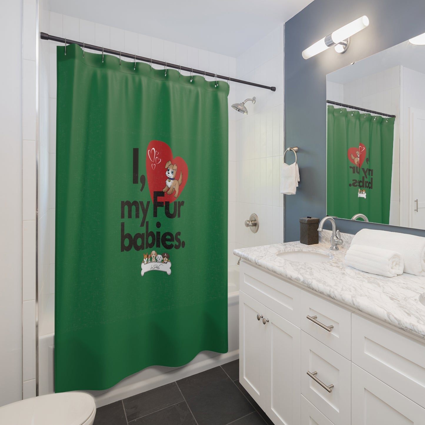 (I Love My Fur Babies) Shower Curtain