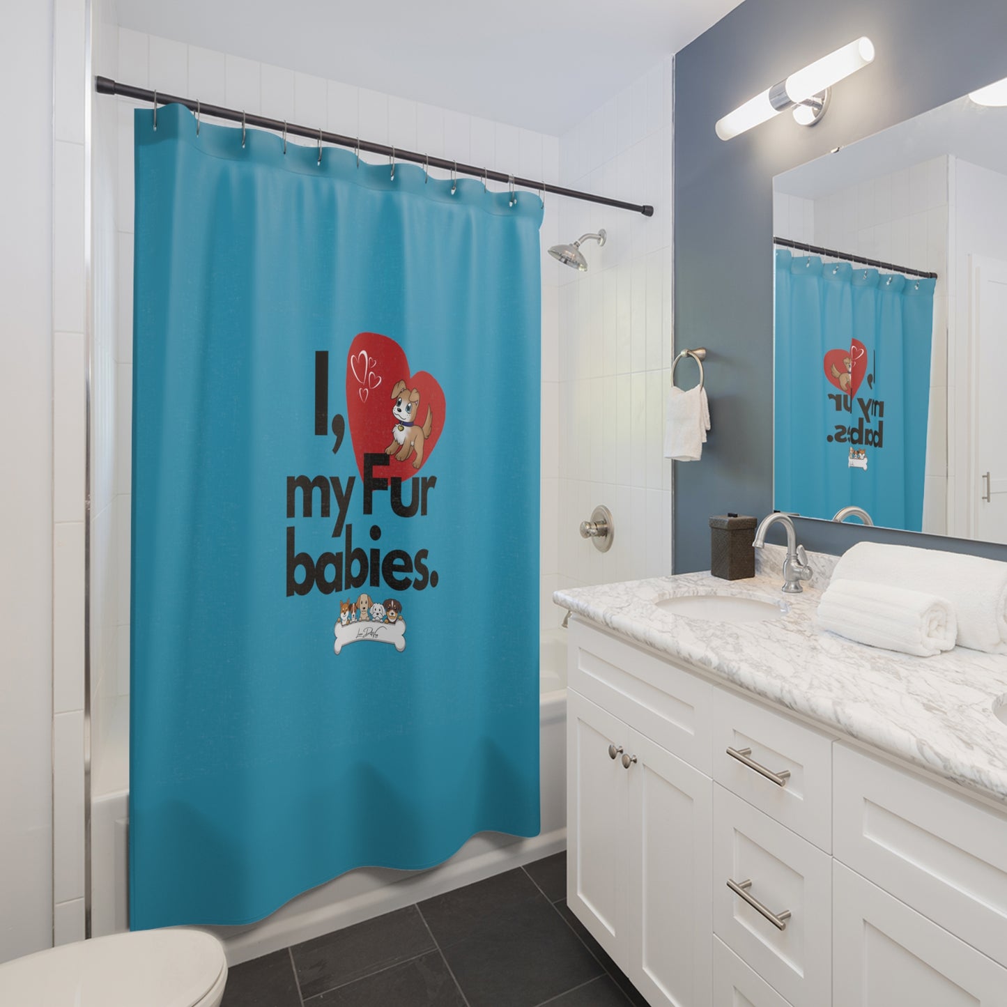 (I Love My Fur Babies) Shower Curtain