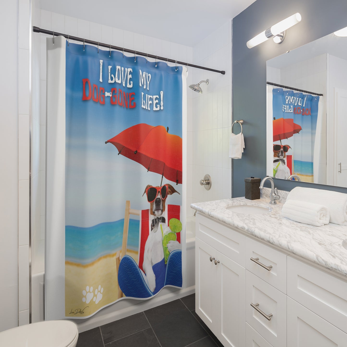 (I Love my Dog-Gone Life) Shower Curtain