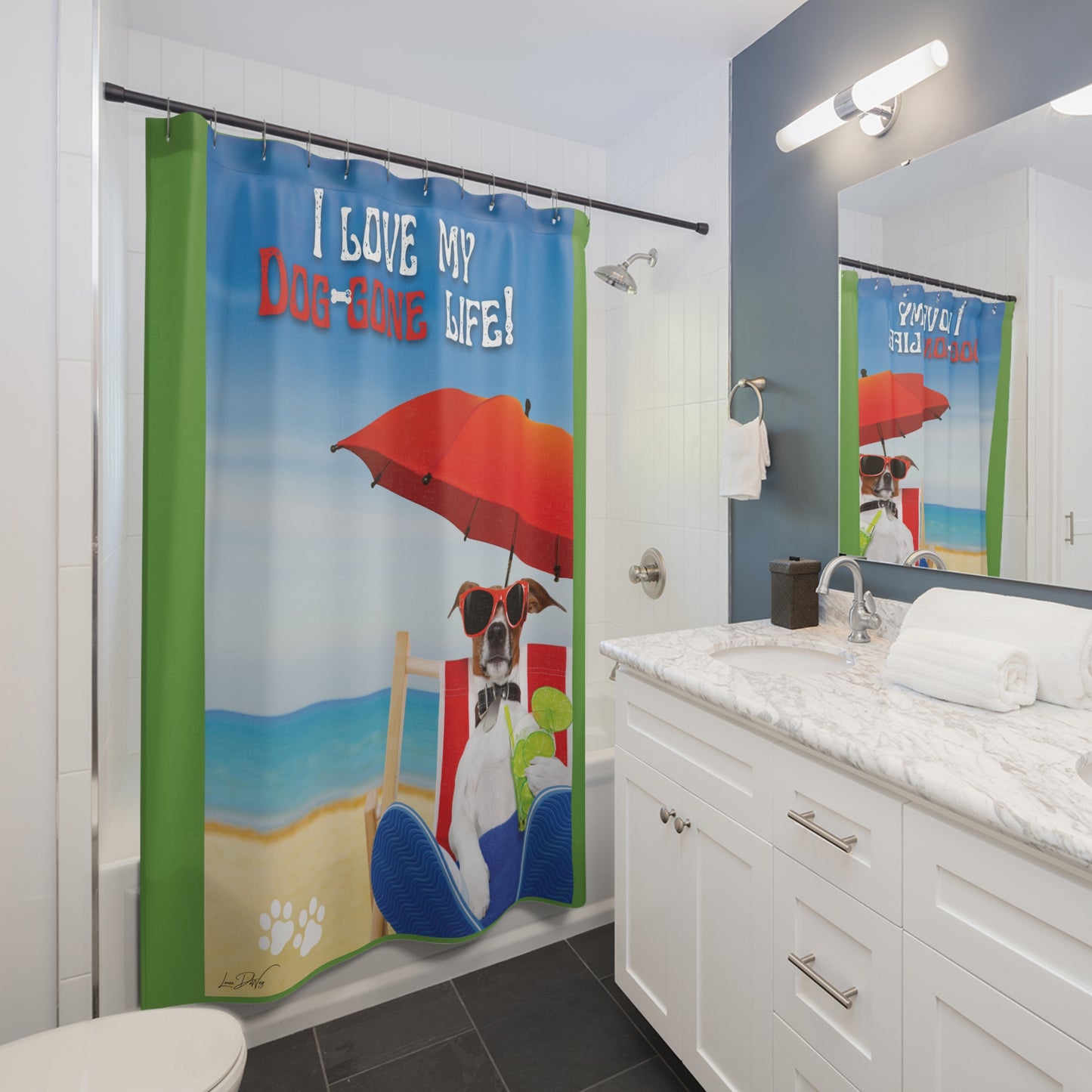 (I Love my Dog-Gone Life) Shower Curtain