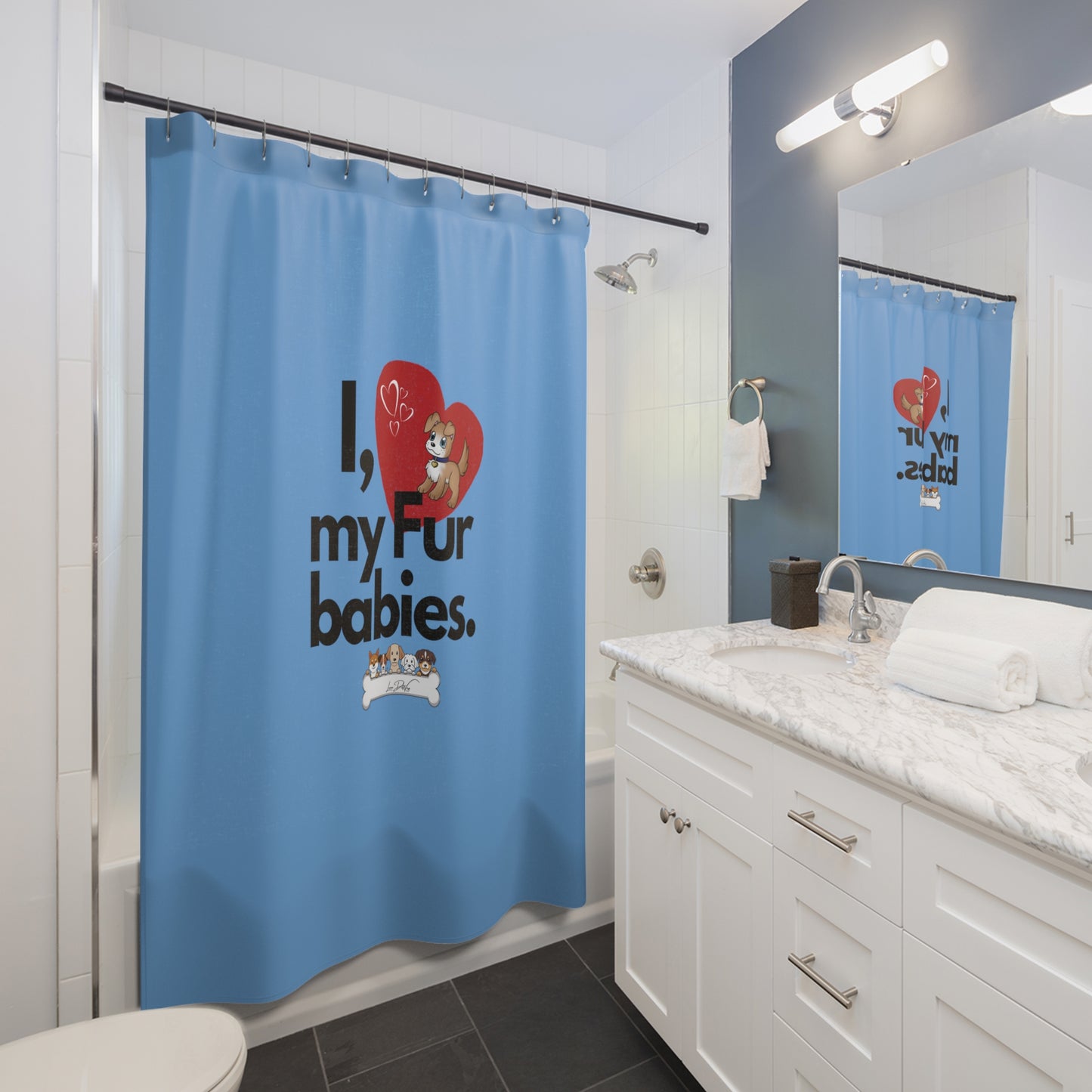 (I Love My Fur Babies) Shower Curtain
