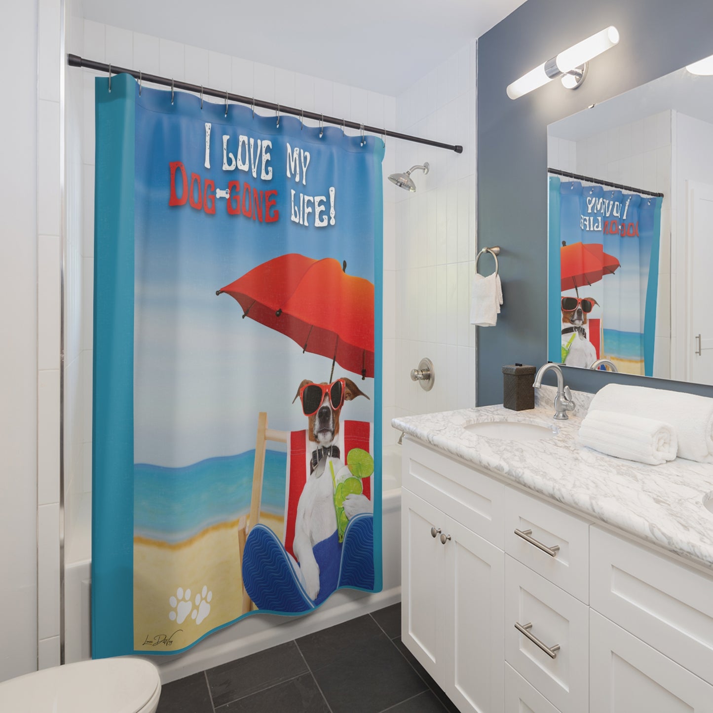 (I Love my Dog-Gone Life) Shower Curtain