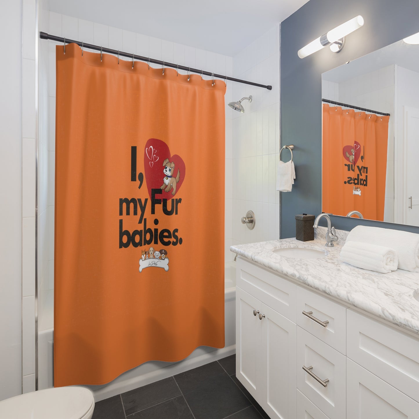 (I Love My Fur Babies) Shower Curtain