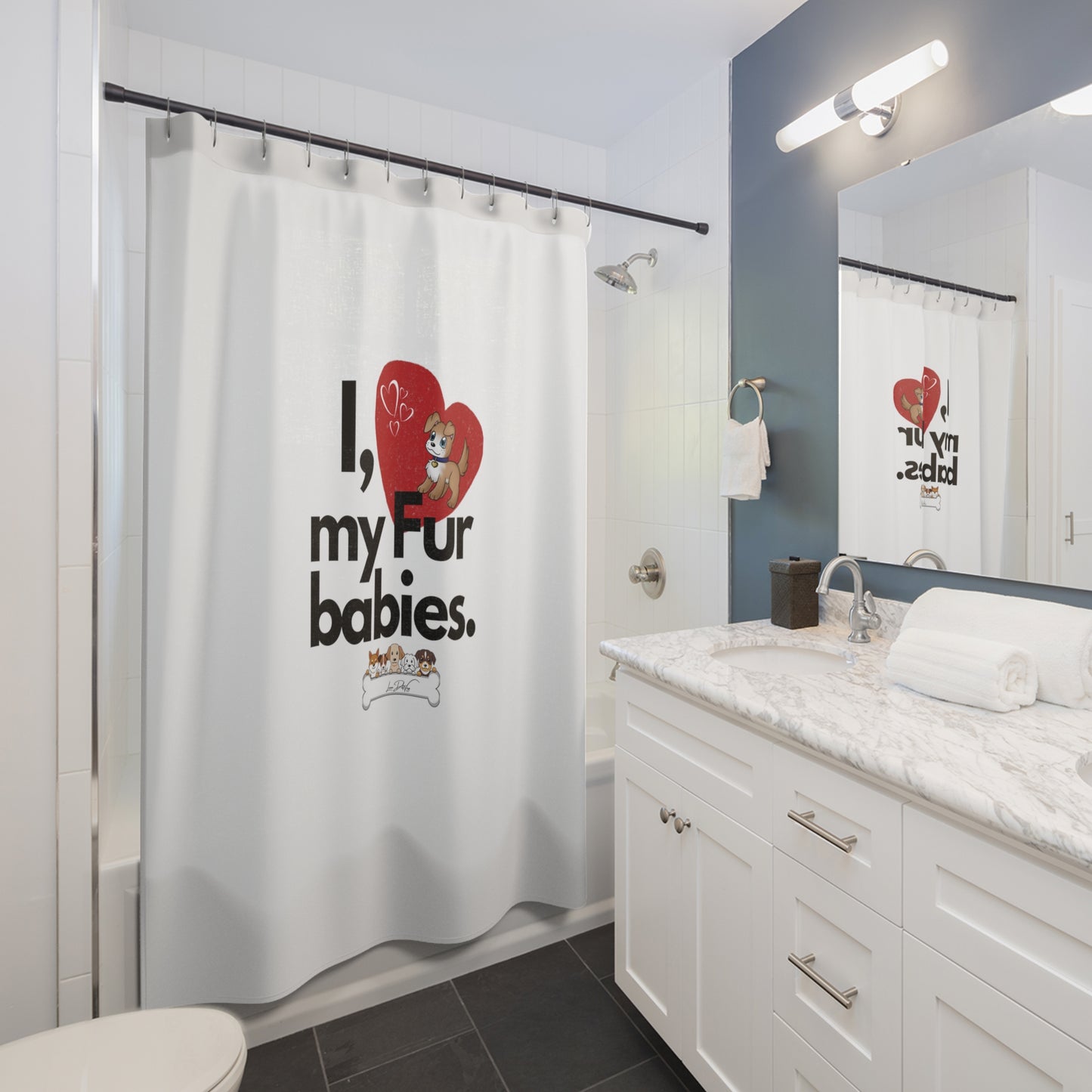 (I Love My Fur Babies) Shower Curtain