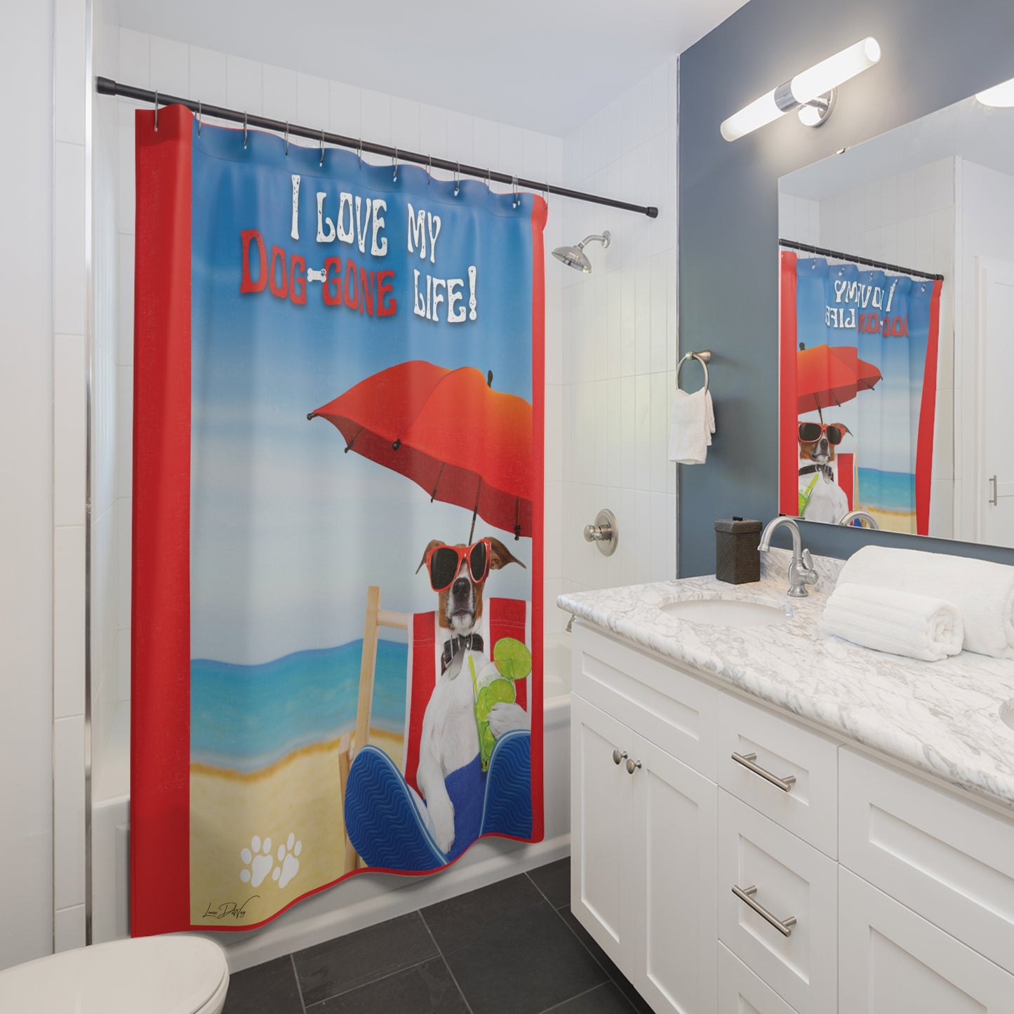 (I Love my Dog-Gone Life) Shower Curtain