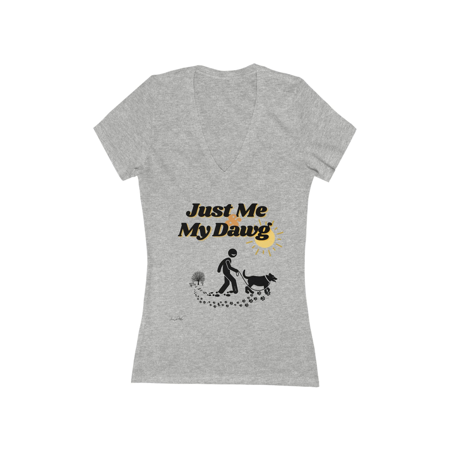 Women's(Just Me & My Dog) Short Sleeve Deep V-Neck Tee