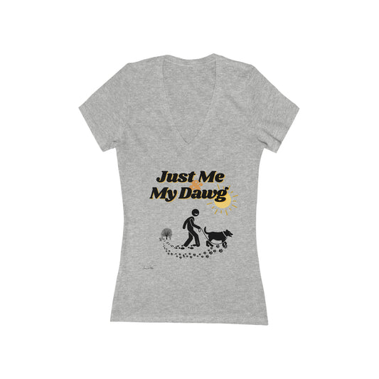 Women's(Just Me & My Dog) Short Sleeve Deep V-Neck Tee